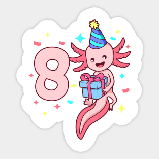 I am 8 with axolotl - girl birthday 8 years old Sticker